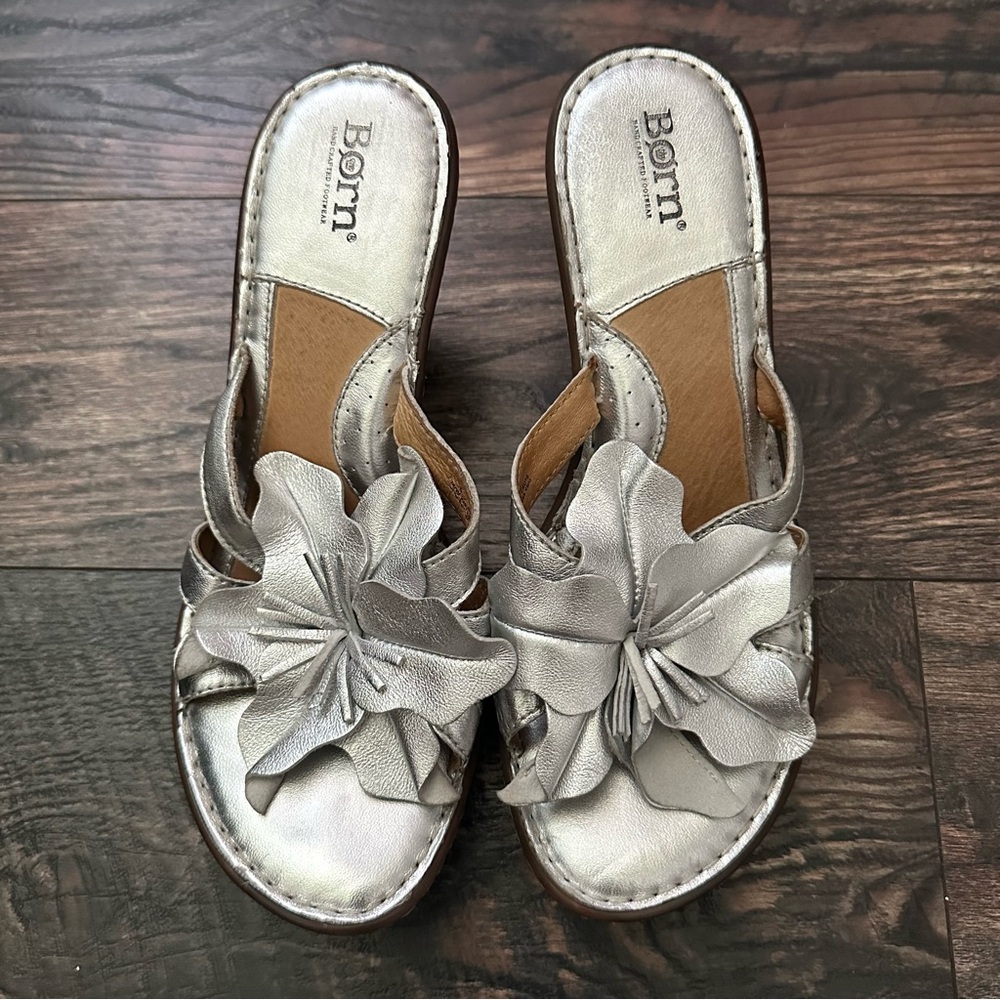 Born | silver heel sandals